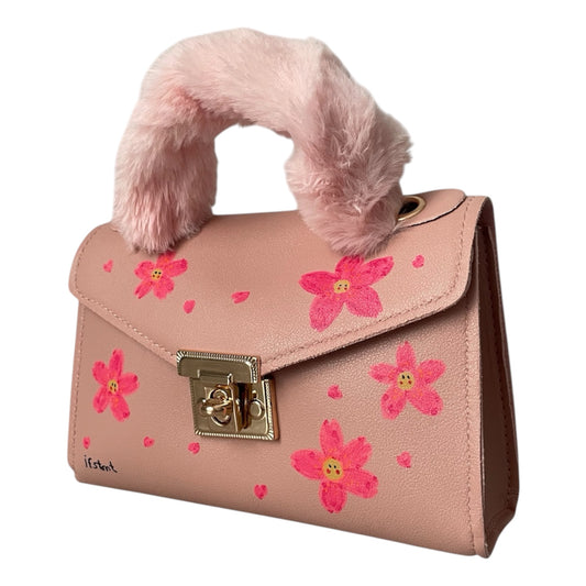 weicher Plüsch kunstpelz Handtasche mit abnehmbarem Kettenriemen-handtasche-handbag-minibag-shoulderbag-pink-sakura-cherryblossom
