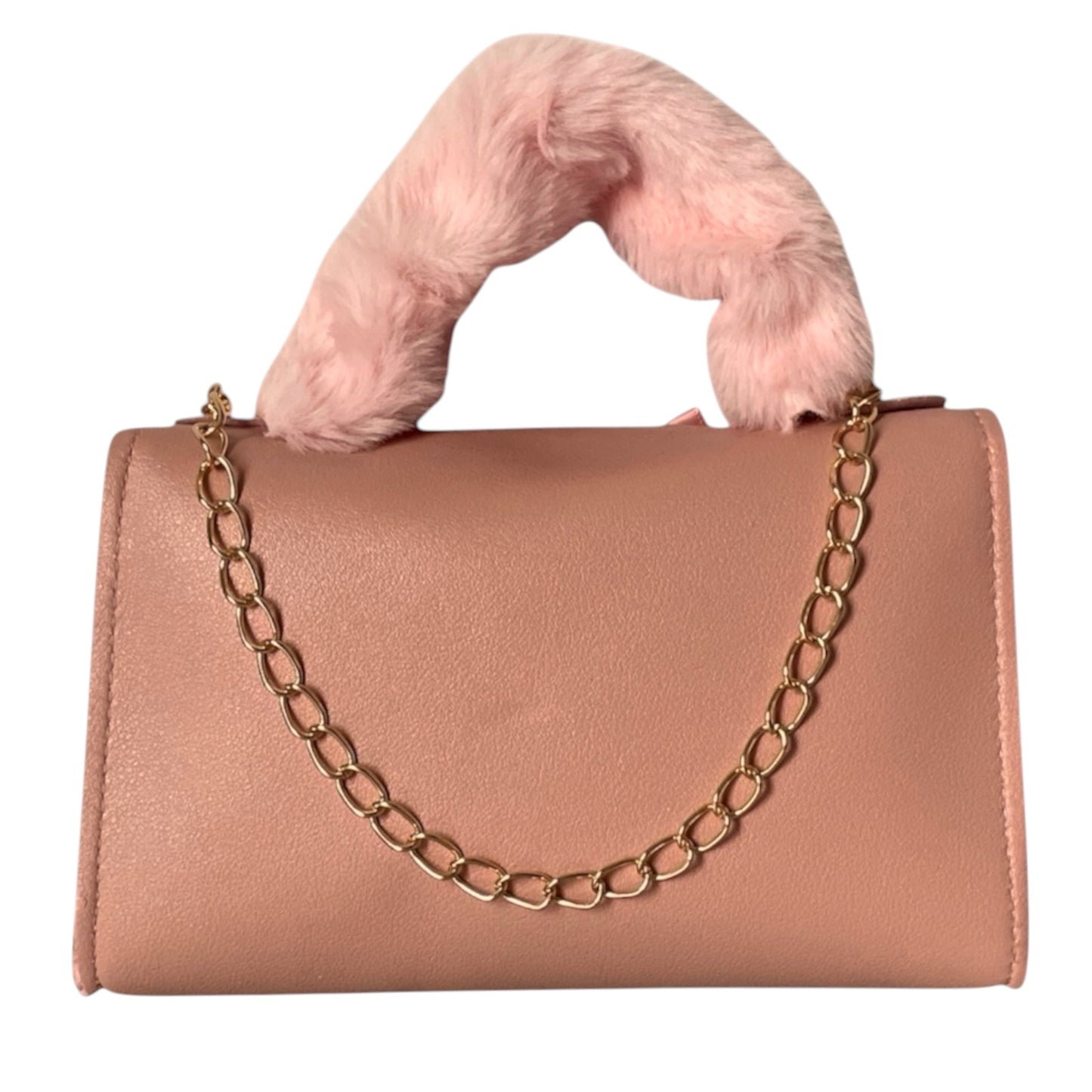 handtasche-handbag-minibag-shoulderbag-pink-brown-gold-shoulder strap gold chain 