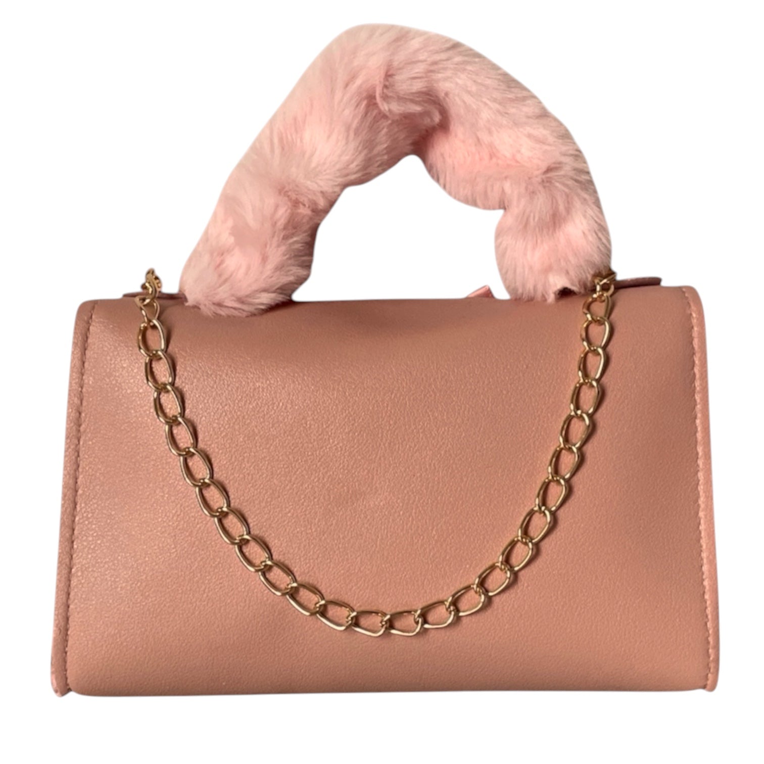 handtasche-handbag-minibag-shoulderbag-pink-brown-gold-shoulder strap gold chain 