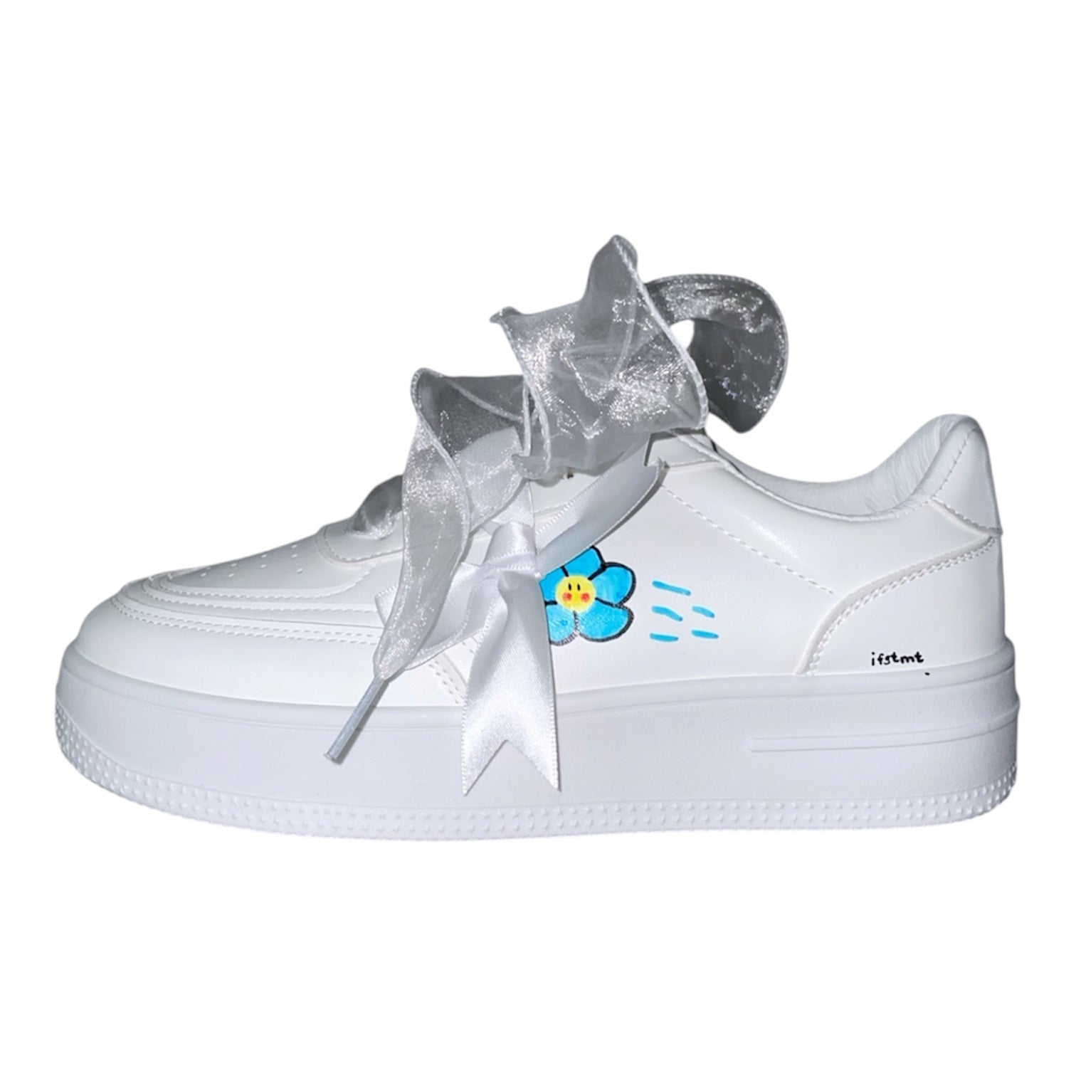 white-sneakers-blueflower-cuteflower-flower-blue-romantic-style-cutedesign-cute-cuteshoes-design-ribbon-princessshoes