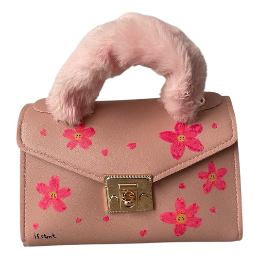 weicher Plüsch kunstpelz Handtasche mit abnehmbarem Kettenriemen-handtasche-handbag-minibag-shoulderbag-pink-sakura-cherryblossom
